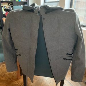 Fabletics gray coat - great for bike commuting!